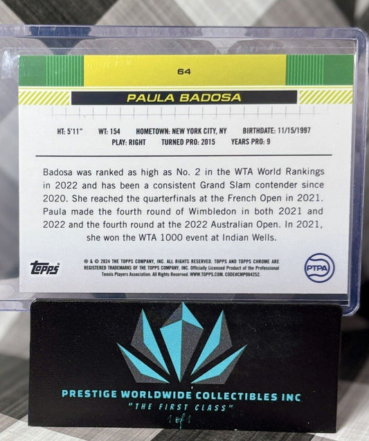 Paula Badosa 2024 Topps Chrome Tennis 1st Sepia Refractor #64 USA Tennis