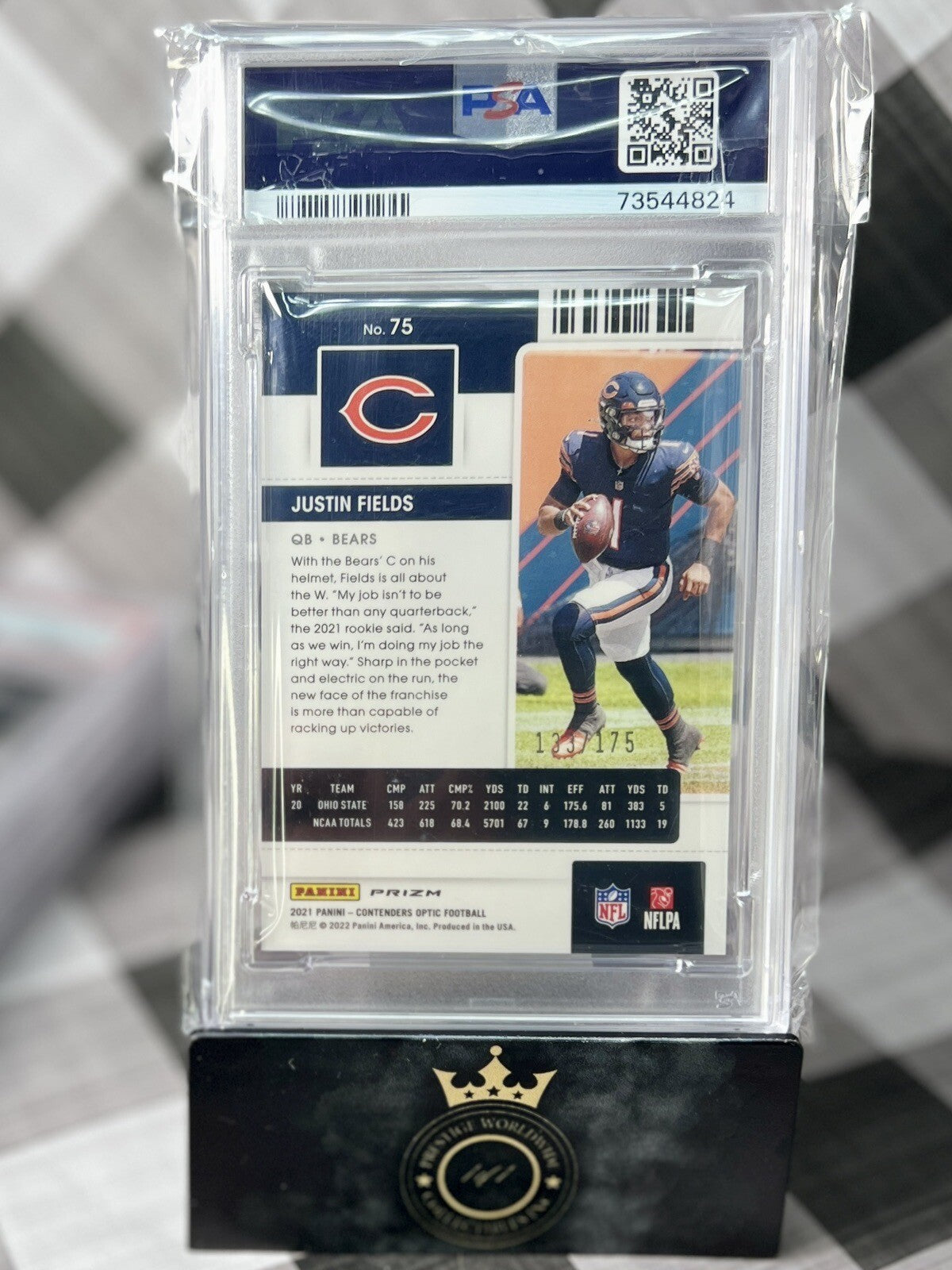 Justin Fields 2021 Contenders Optic Red Rookie Ticket /175 PSA 9 #75 Bears RC