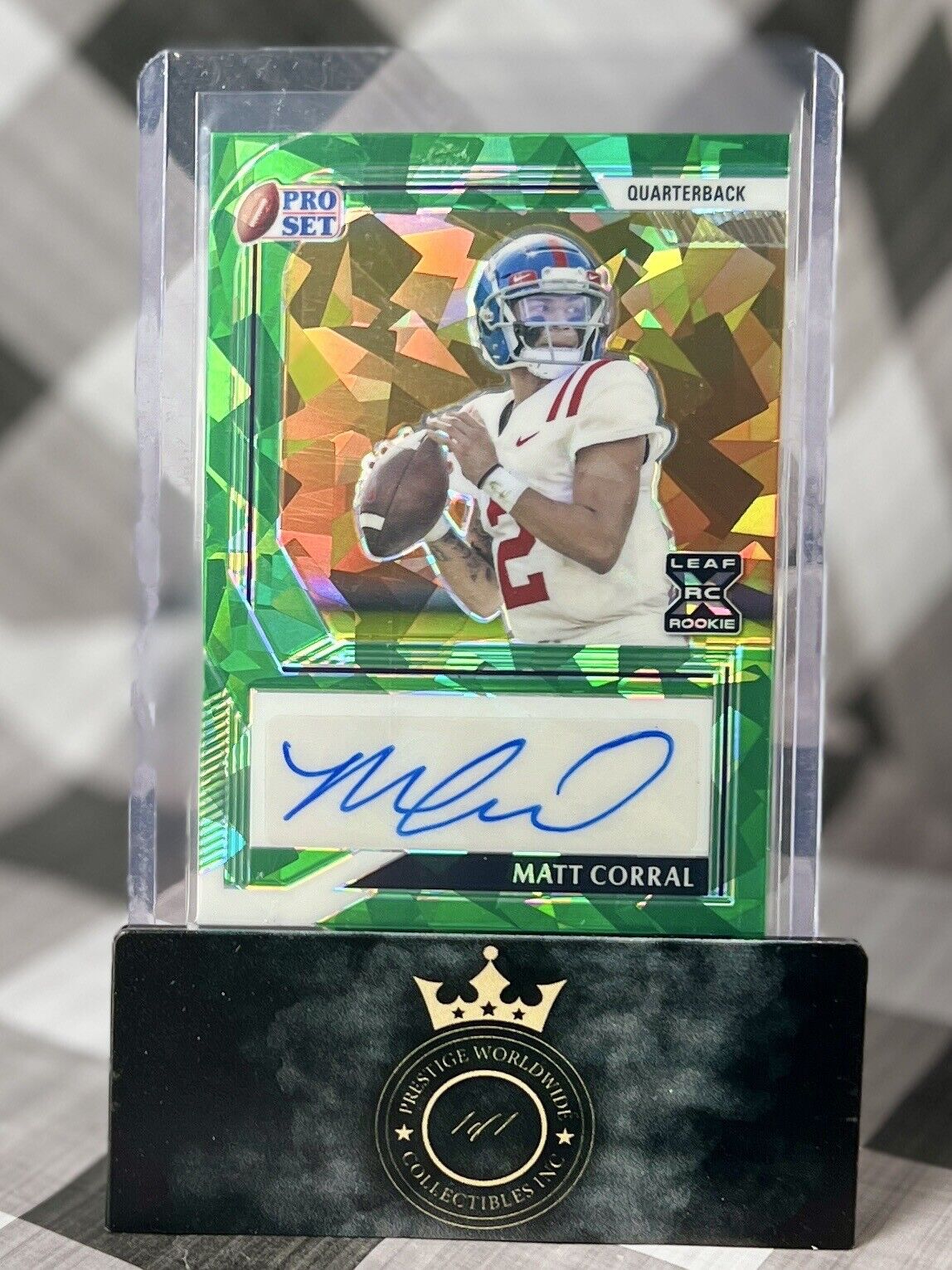 Matt Corral 2022 Pro Set Metal Green Crystal Rookie Auto /5 #PA-MC1 Panthers RC