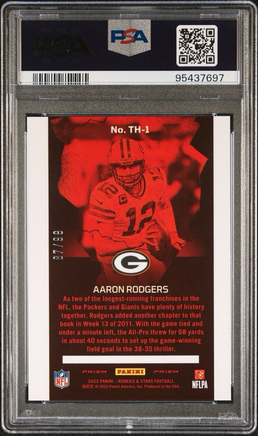 Aaron Rodgers 2022 Rookies & Stars Red Thrillers /99 PSA 10 #TH-1 GB Packers