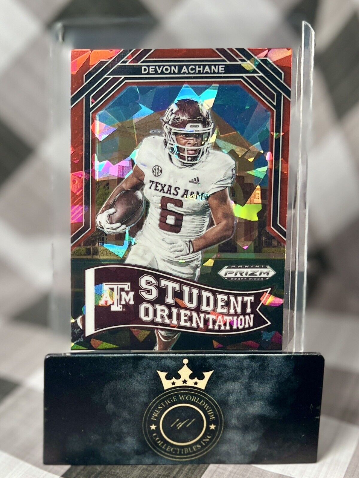 Devon Achane 2023 Prizm Draft Picks Red Ice Student Orientation #SO-13 Dolphins