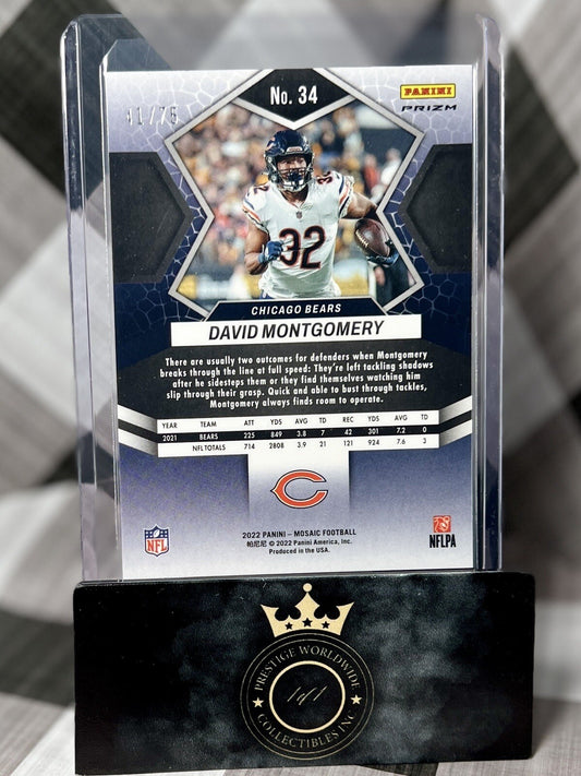 David Montgomery 2022 PANINI MOSAIC NO HUDDLE BLUE DISCO /75 #34 CHI Bears