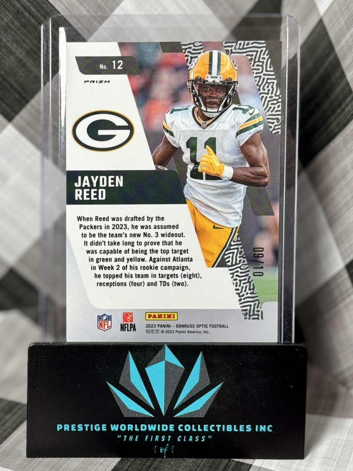 Jayden Reed 2023 Donruss Optic Gold Primary Colors Rookie /10 #12 GB Packers RC