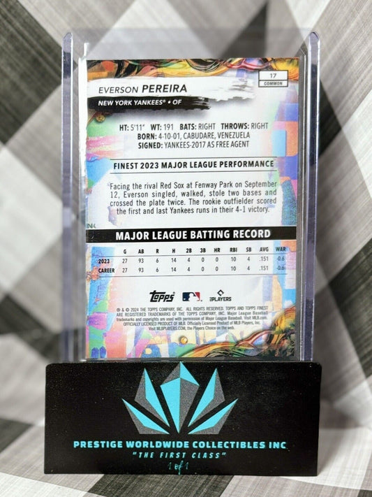 2024 Topps FINEST~#17⭐️EVERSON PEREIRA ⭐️{RC}《 "CHECKERBOARD" Refractor》YANKEES