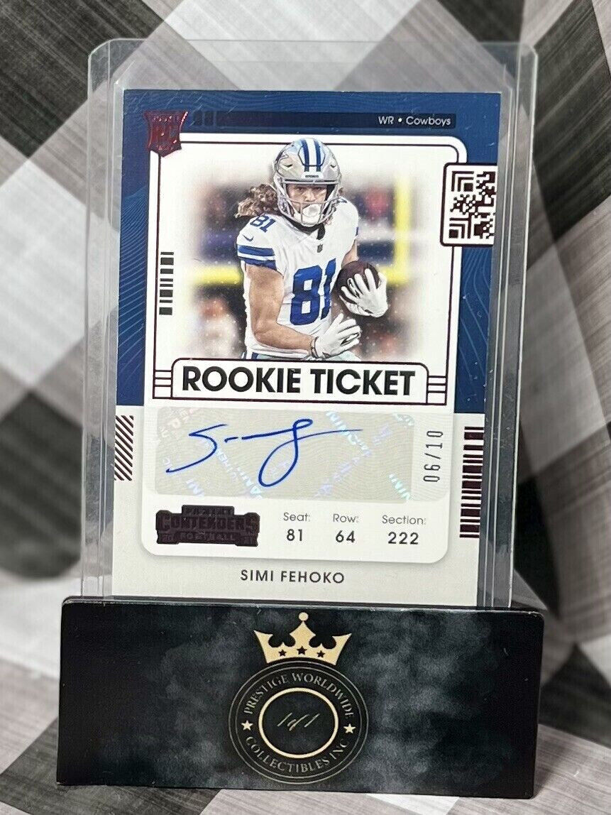 Simi Fehoko 2021 Contenders Optic Gold Rookie Ticket Auto /10 #141 - Cowboys RC
