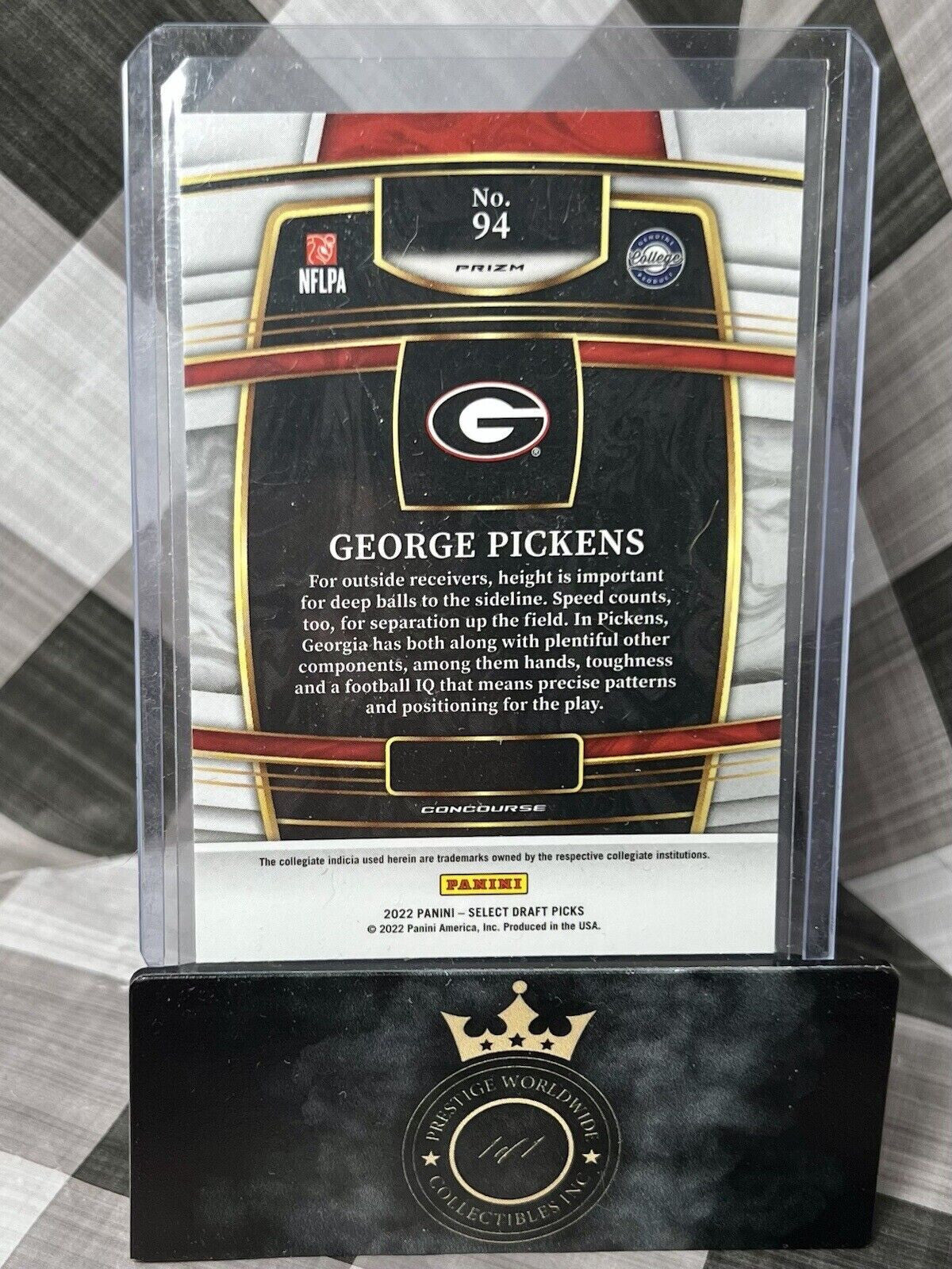 George Pickens 2022 Select Draft Picks Silver Holo Prizm #94 Pitt Steelers RC GA