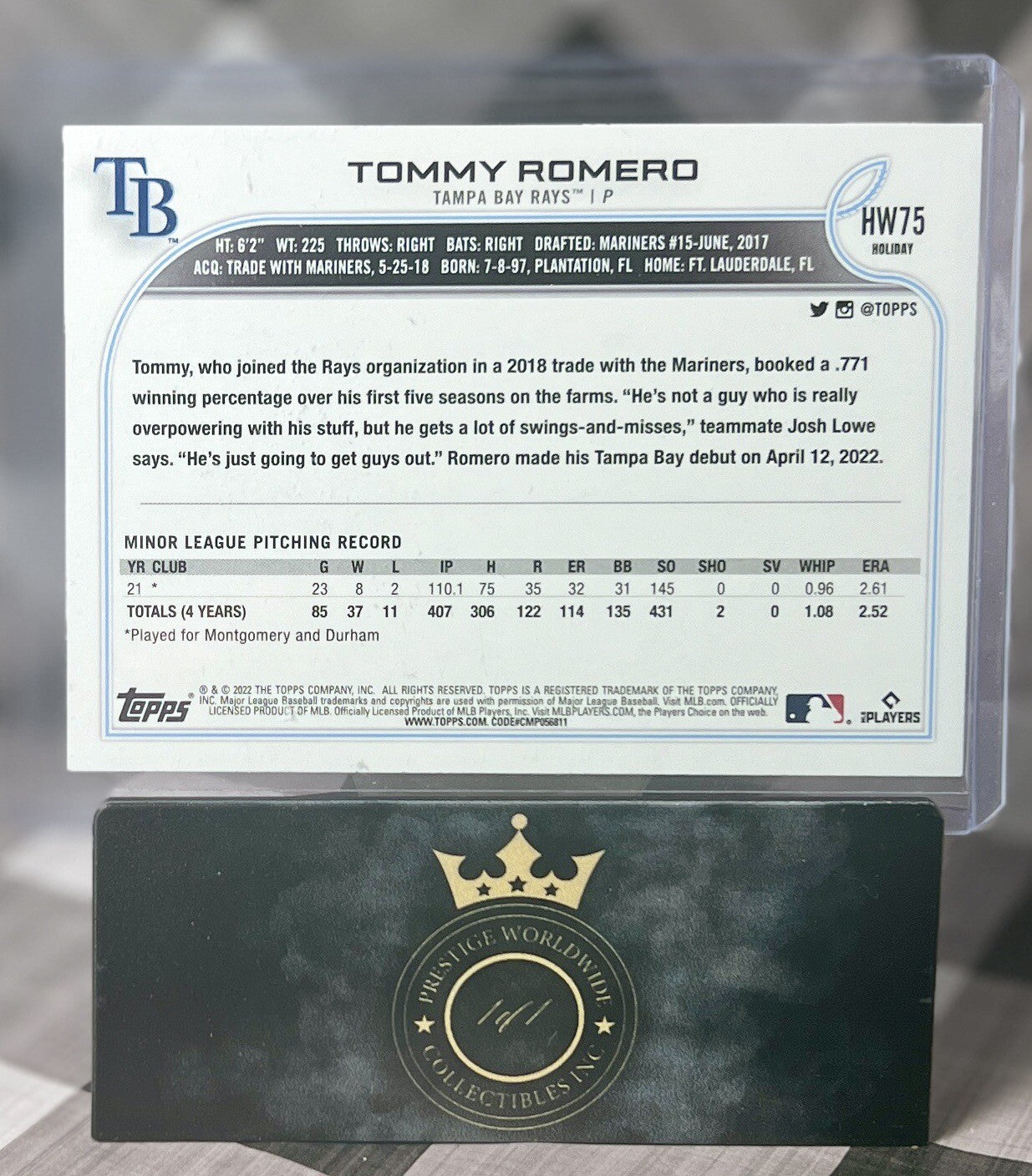 โ๏ธ๐ฅโ๏ธ 2022 Topps Holiday Tommy Romero Rookie RC TB Rays โ๏ธ๐ฅโ๏ธ