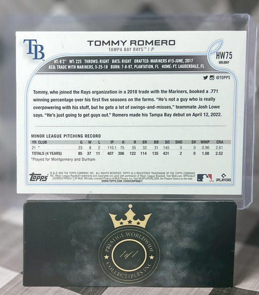 ❄️🔥❄️ 2022 Topps Holiday Tommy Romero Rookie RC TB Rays ❄️🔥❄️