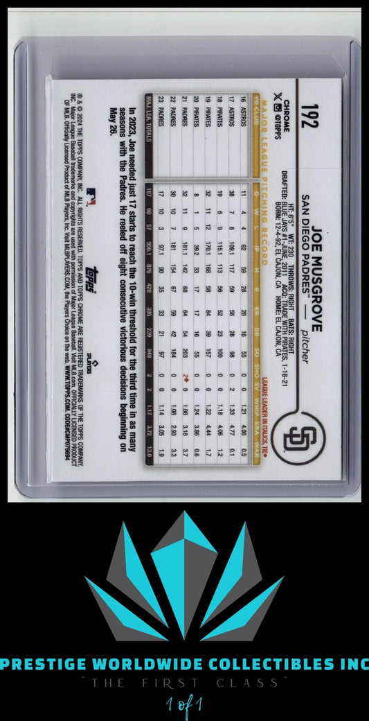 Joe Musgrove 2024 Topps Chrome Raywave Refractor #192 San Diego Padres