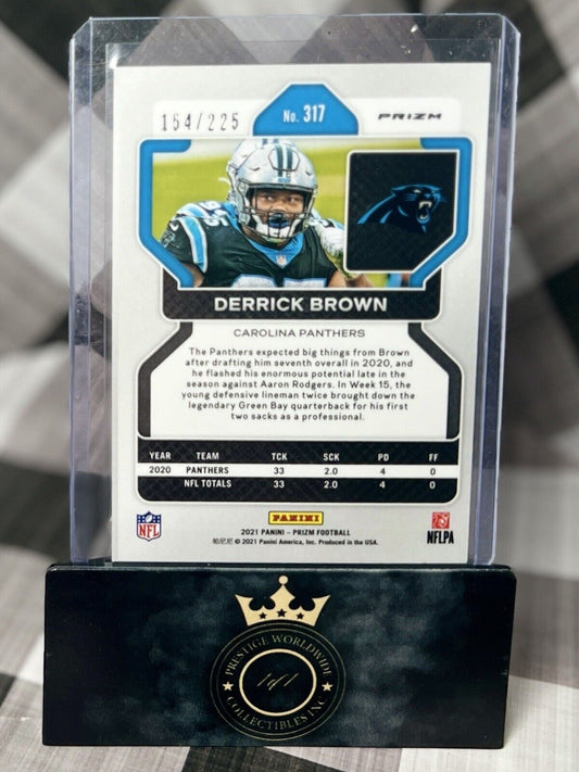 Derrick Brown 2021 Panini Prizm Purple Ice Prizm /225 #317 Carolina Panthers SP