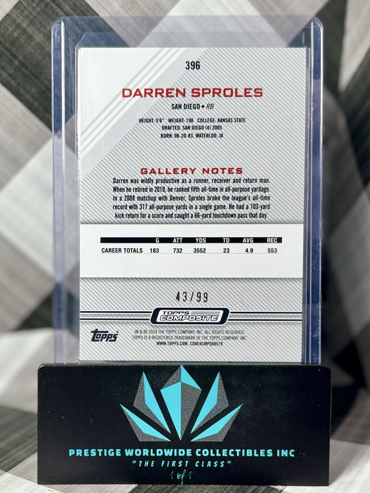 Darren Sproles 2023 Topps Composite Gallery Silver Refractor /99 #396 Chargers