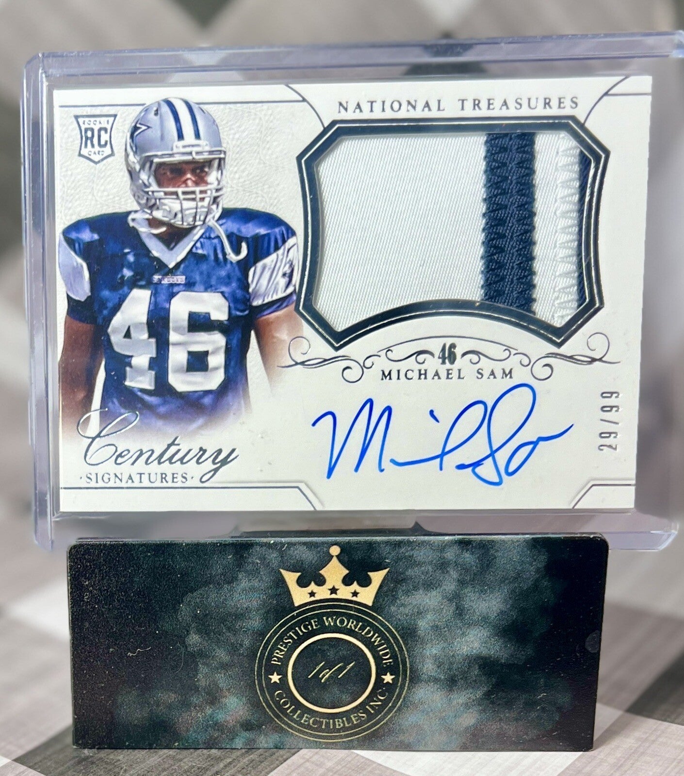 Michael Sam 2014 Nat. Treasures Rookie Century Patch Sigs Auto /99 #277 Cowboys