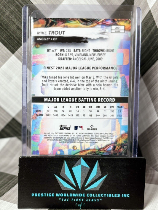 Mike Trout 2024 Topps Finest Rare Checkerboard Refractor #201 LA Angeles