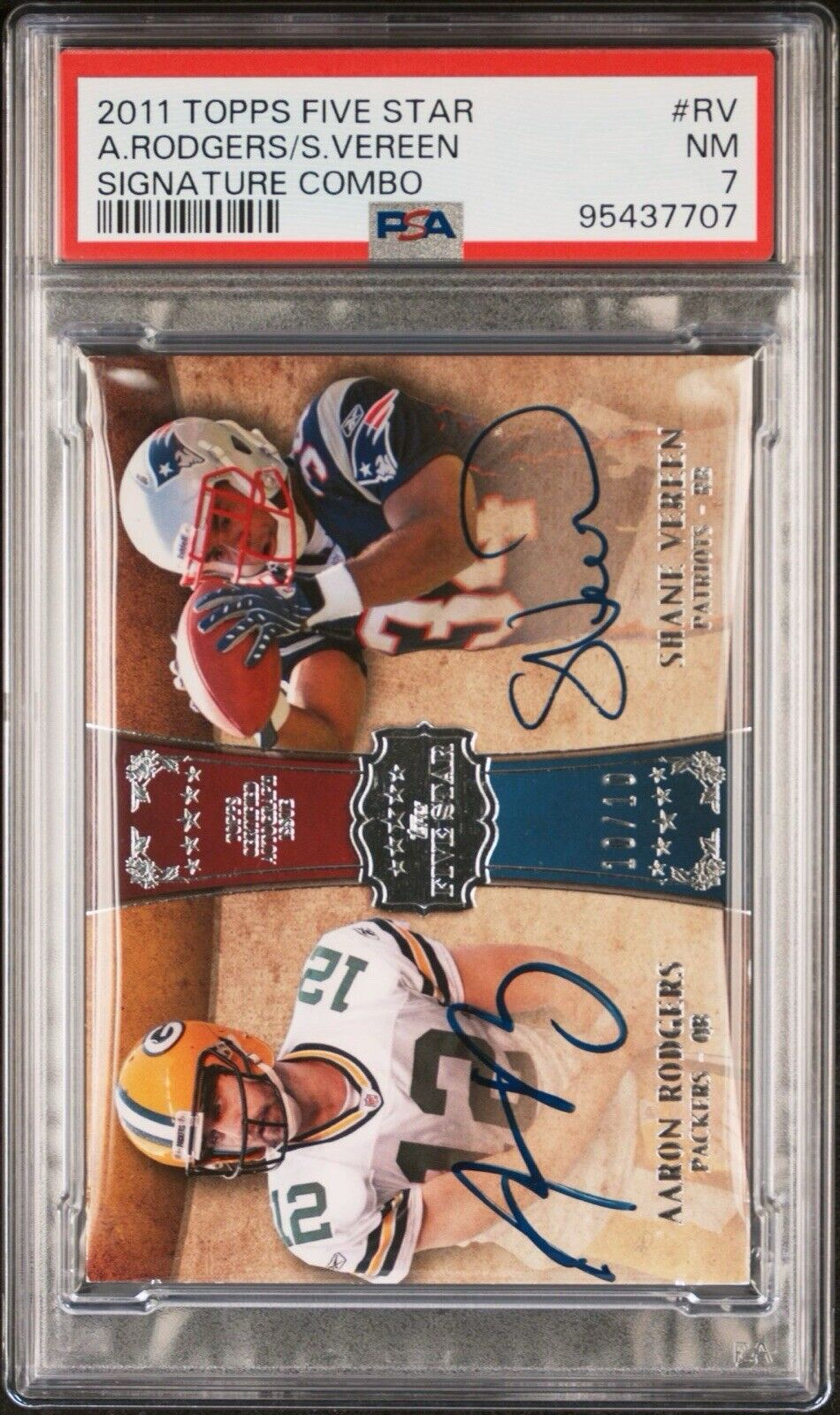 Aaron Rodgers Shane Vereen 2011 Five Star Combo Auto /10 PSA 7 #FSSC-RV GB & NE