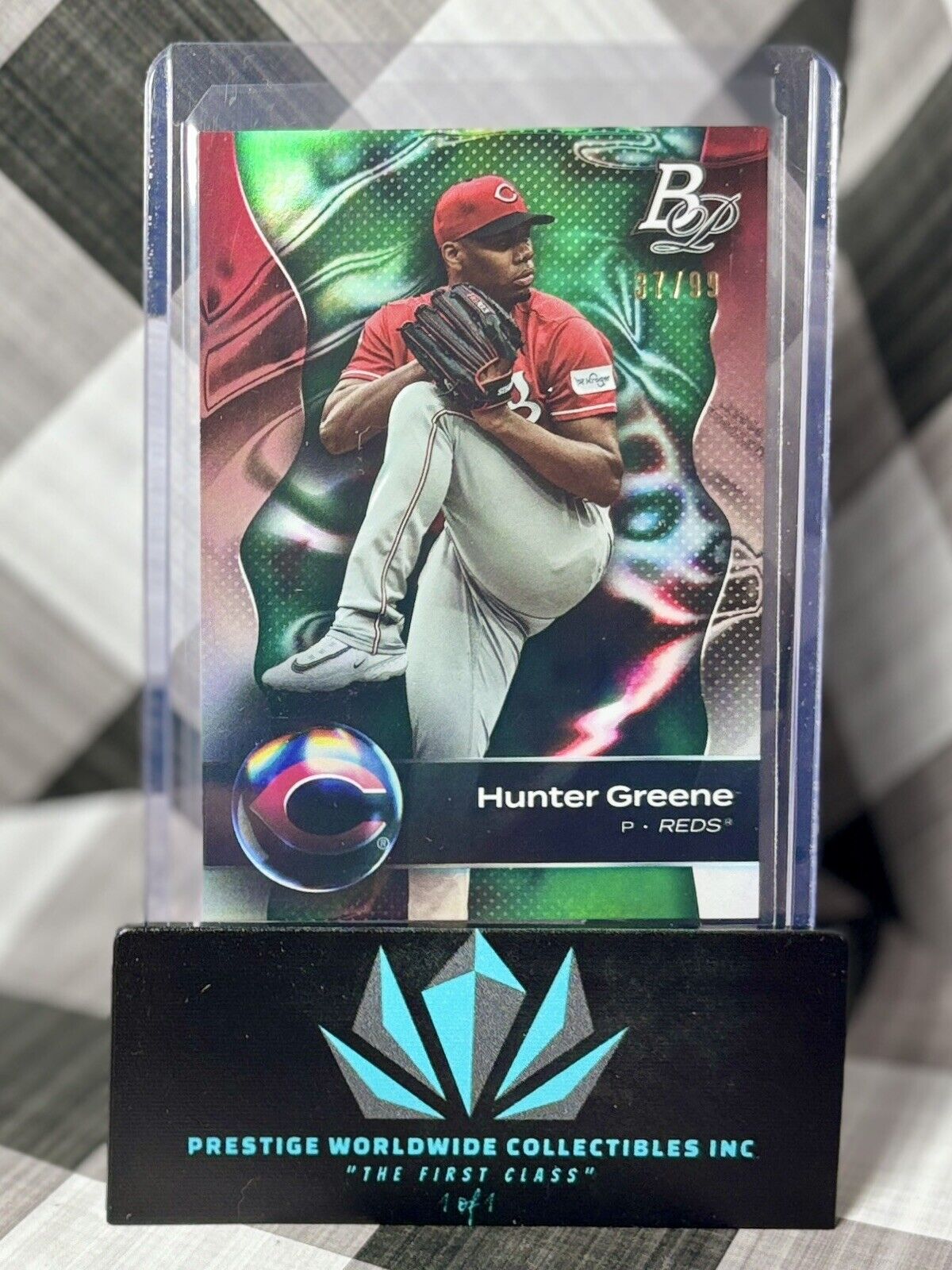 Hunter Greene 2023 Bowman Platinum Green Foil /99 #94 Cincinnati Reds