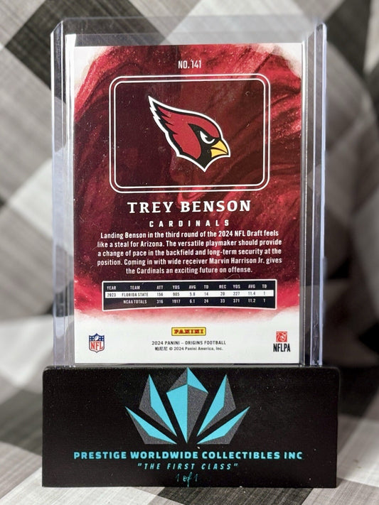 Trey Benson 2024 Panini Origins Silver Rookie /75 #141 Arizona Cardinals RC
