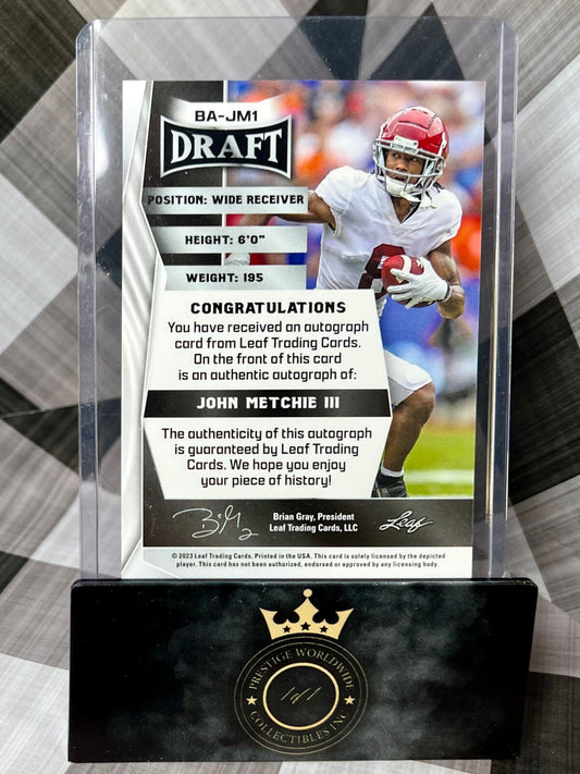 John Metchie III 2023 Leaf Draft Auto #BA-JM1
