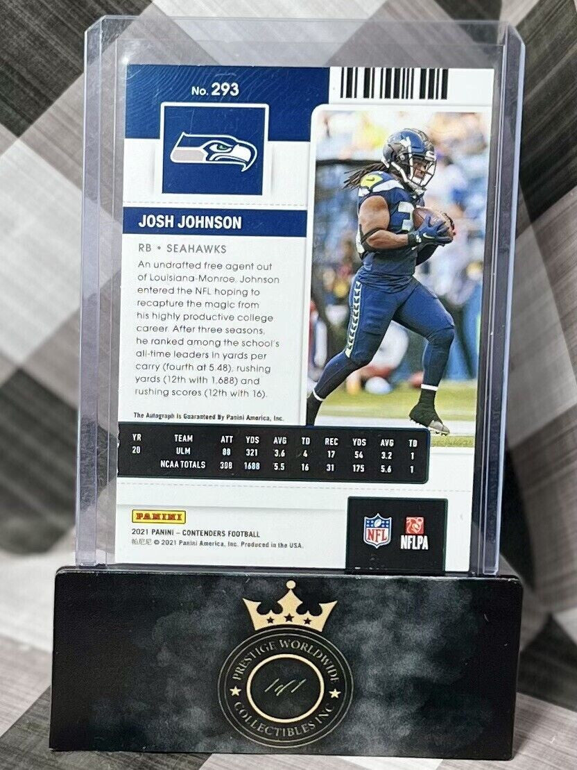 Josh Johnson 2021 Panini Contenders Rookie Ticket Auto #293 Seattle Seahawks RC
