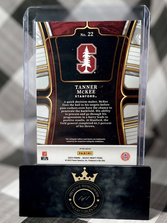 Tanner McKee 2023 Select Draft Picks Gold Lazer Prizm #22 Stanford & PHI Eagles