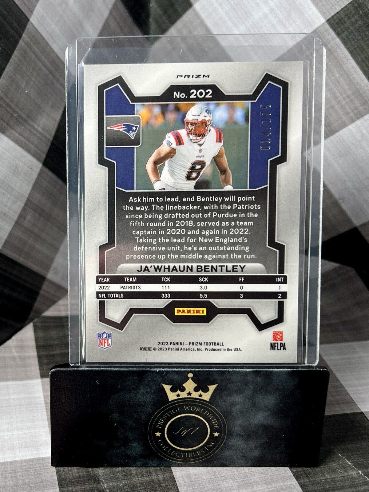 Ja’Whuan Bentley 2023 Prizm Green Hyper /175 #202 New England Patriots SP