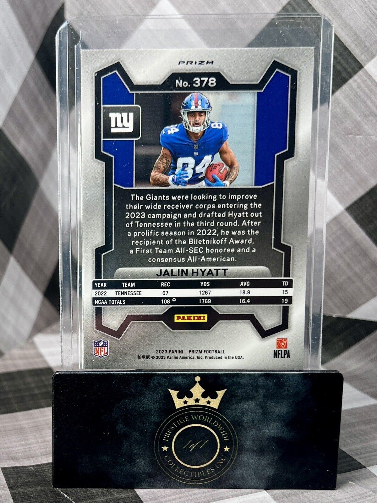 Jalin Hyatt 2023 Panini Prizm Orange Disco Prizm Rookie #378 New York Giants RC