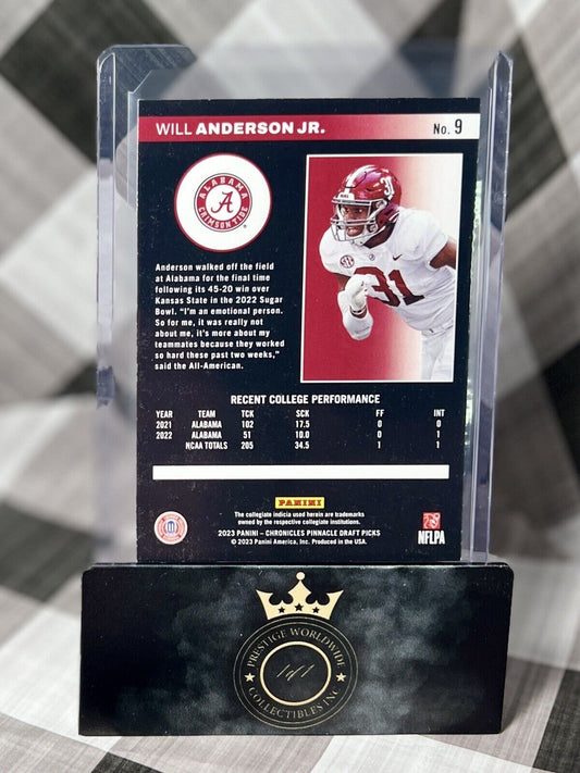 Will Anderson Jr. 2023 Chronicles Draft Picks Pinnacle #9 Alabama TEXANS ROOKIE