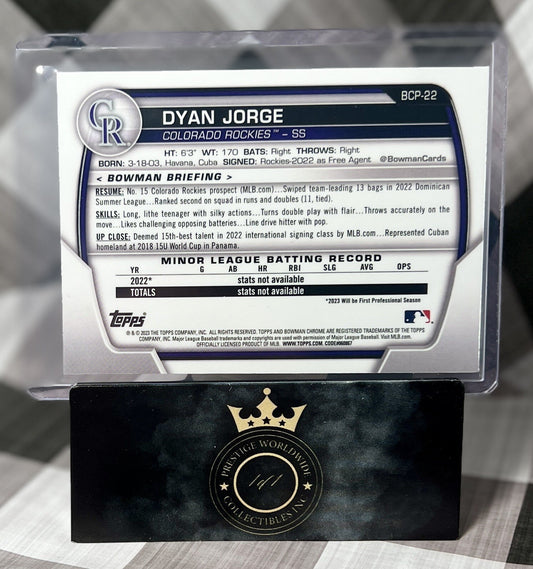 Dyan Jorge 2023 Bowman Chrome 1st Mega Mojo Refractor #BCP-22 Rockies
