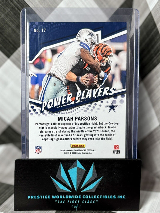 Micah Parsons 2023 Panini Contenders Power Players Sparkle #17 Dallas Cowboys