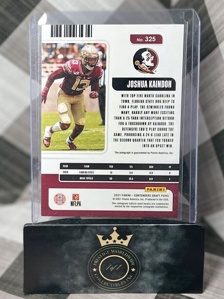 JOSHUA KAINDOH 2021 Contenders Campus Ticket Rookie Auto /99 #325 KC Chiefs FSU