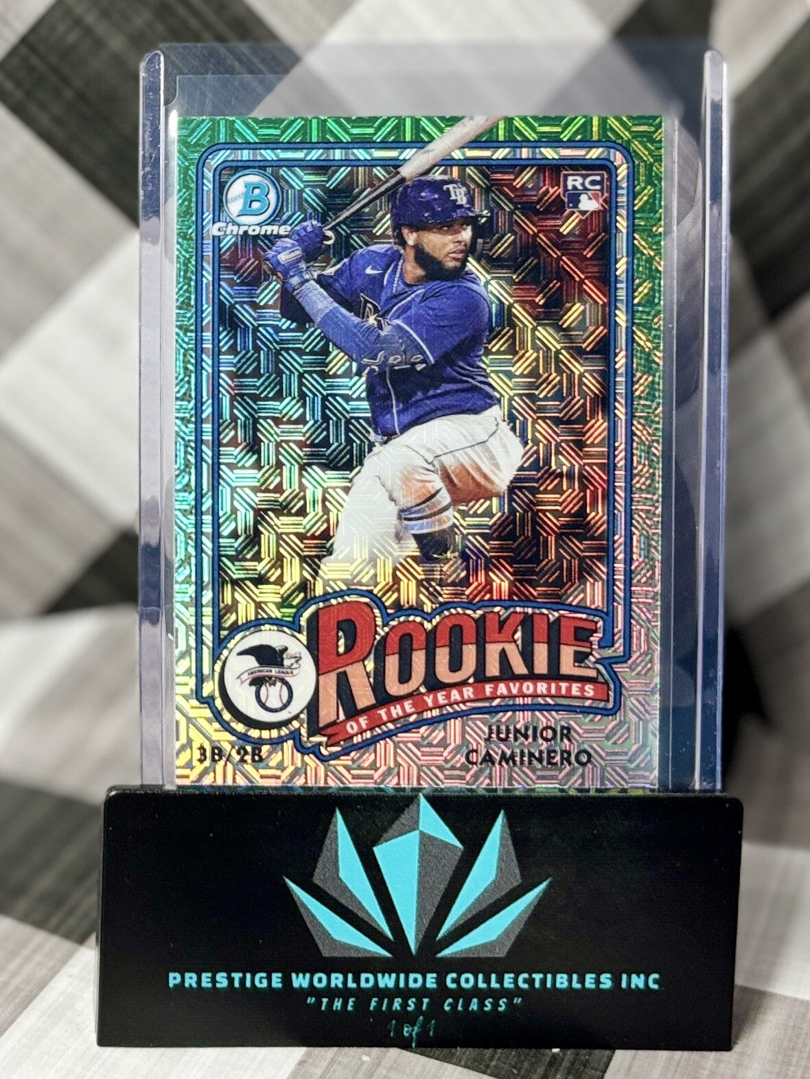Junior Caminero 2024 Bowman Chrome Rookie Of The Year Favorites Mojo #ROY-8 Rays
