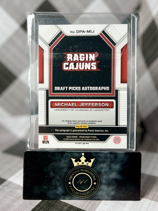 Michael Jefferson 2023 Prizm Draft Picks Red Ice Auto #DPAMIJ LA Ragin Cajuns RC