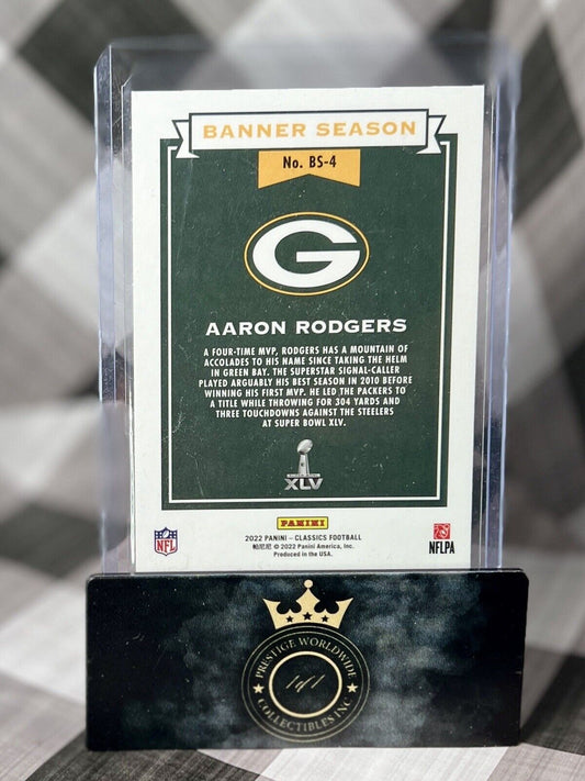 Aaron Rodgers 2022 Panini Classics Banner Season Silver Holo #BS-4 GB Packers