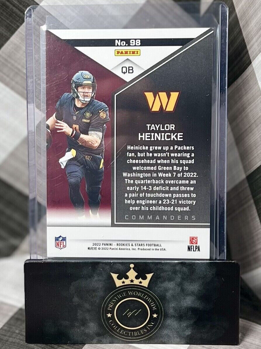Taylor Heinicke 2022 Panini Rookies & Stars Green RC #98 Washington Commanders