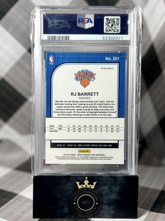 RJ Barrett 2019-2020 NBA Hoops Premium Stock Pulsar Rookie PSA 9 #201 NY Knicks