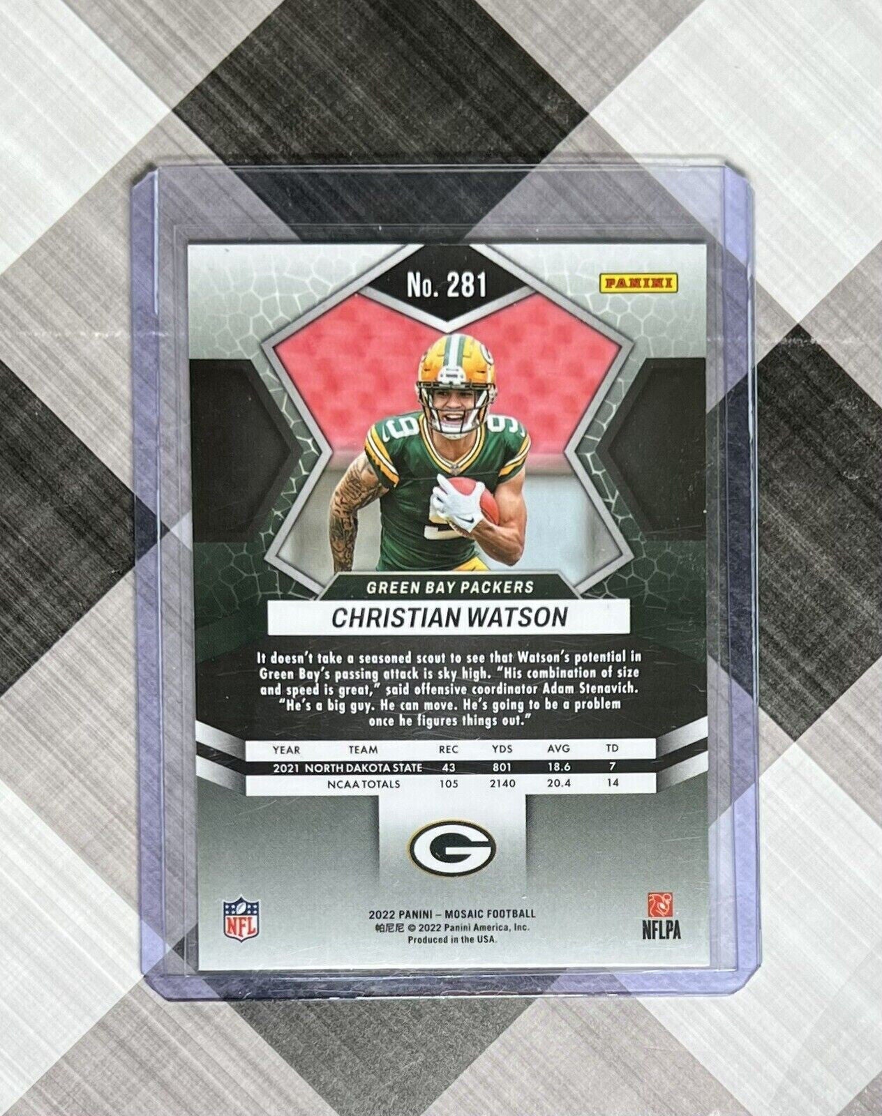 🧀🔥Christian Watson 2022 Panini Mosaic NFL Debut Base RC Packers Rookie #281🧀