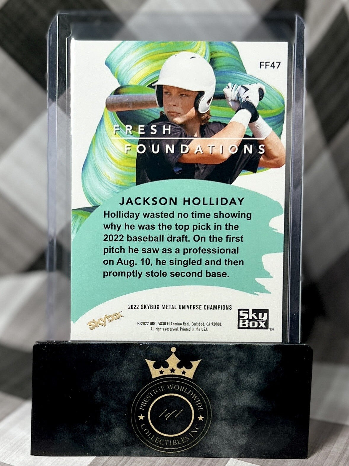 Jackson Holliday 2022 Metal Universe Aqua Fresh Foundations Rookie #FF47 BAL O’s