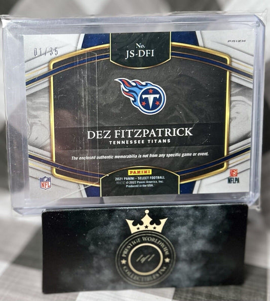 Dez Fitzpatrick 2021 Select Rookie Swatches White 1st Print 1/35 #JS-DFI Titans