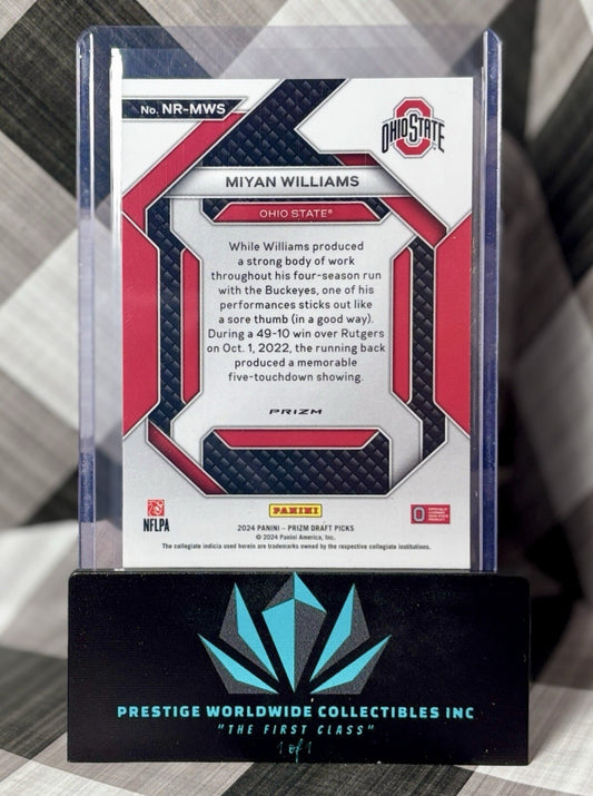 Miyan Williams 2024 Prizm Draft Picks Red Cracked Ice New Recruits #NR-MWS OSU