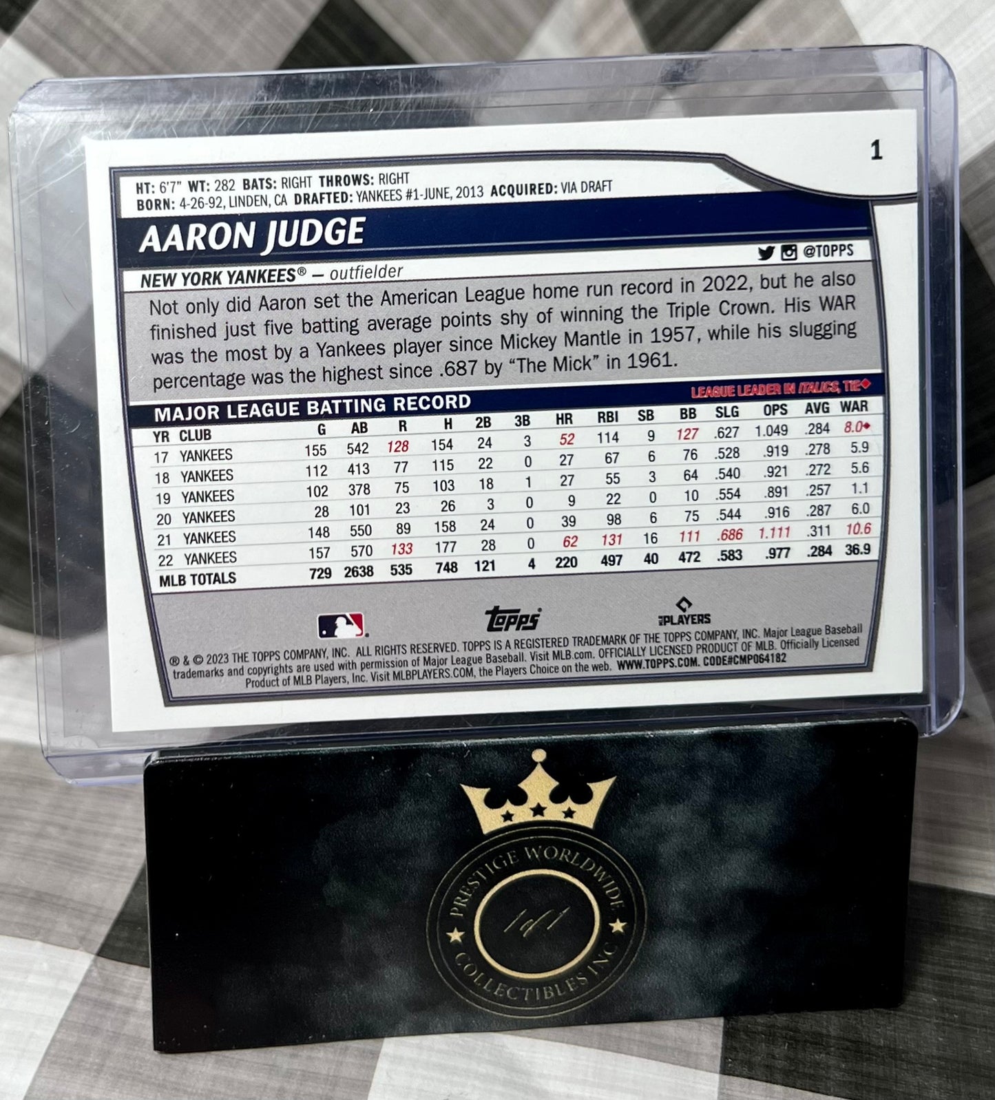 Aaron Judge 2023 Topps Big League Electric Orange #1