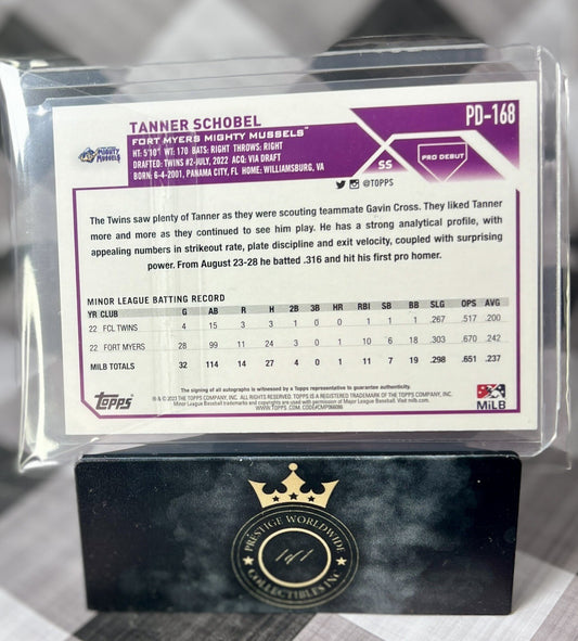 Tanner Schobel 2023 Topps Pro Debut Base Paper Auto SP #PD-168 Minnesota Twins