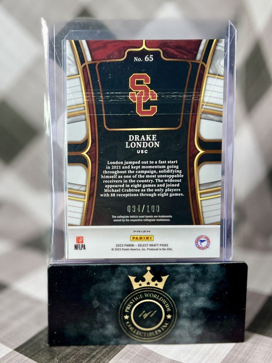 Drake London 2023 Select Draft Picks Tri Color Checkerboard /100 #65 USC Falcons