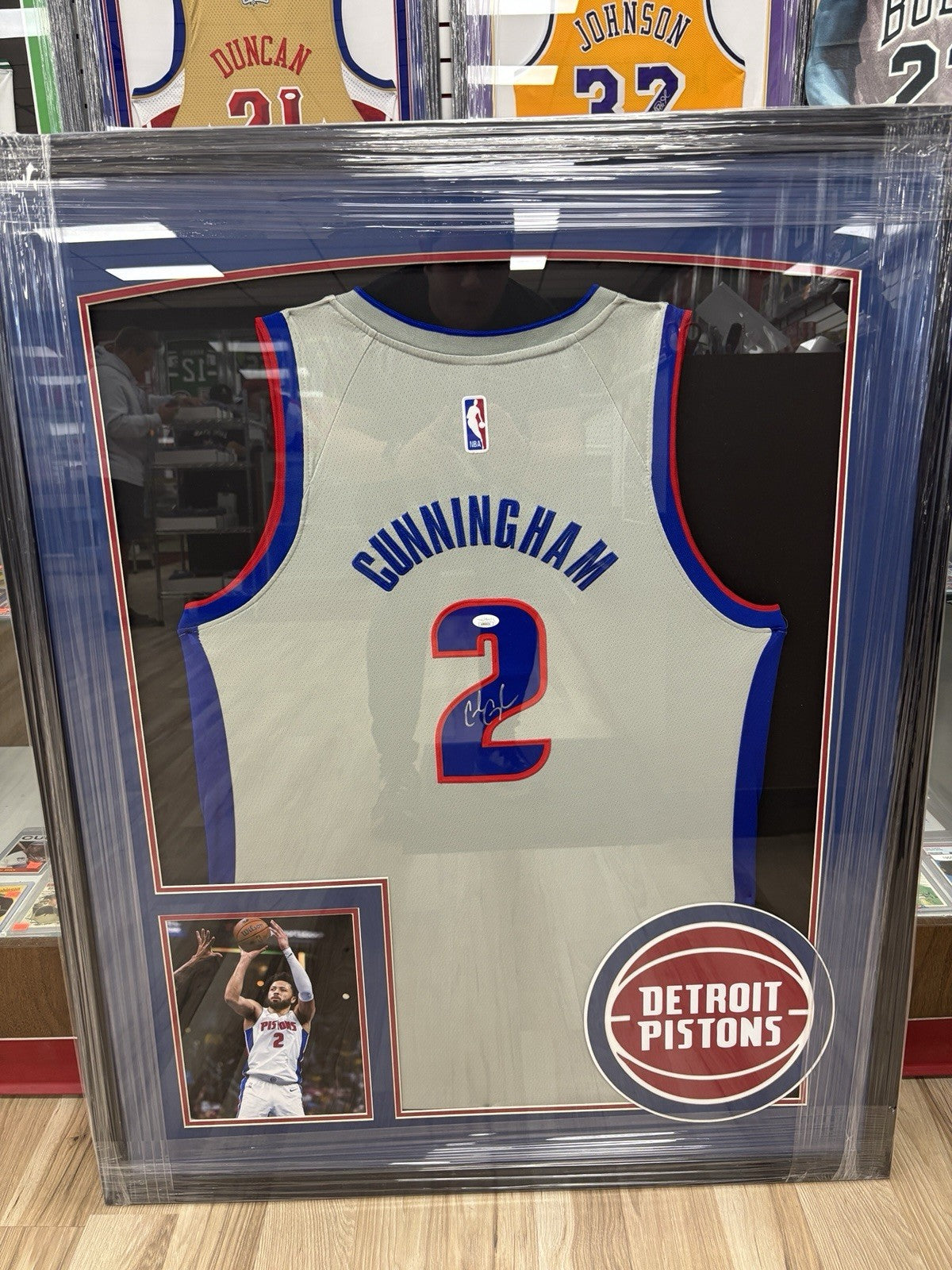 Cade Cunningham Autographed Framed Detroit Gray Nike Swingman Jersey COA