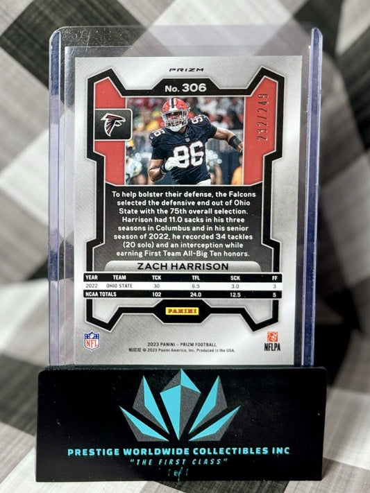 Zach Harrison 2023 Panini Prizm Orange Prizm Rookie /249 #306 Atlanta Falcons RC