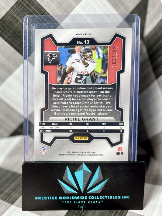 Richie Grant 2023 Panini Prizm Blue Wave Prizm 163/199 #13 Atlanta Falcons