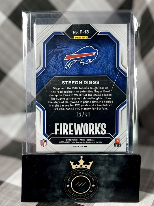 Stefon Diggs 2022 Prizm Fireworks Purple Power /49 #F-13 Buffalo Bills SP