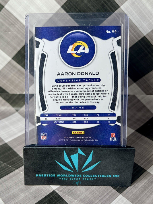 Aaron Donald 2021 Panini Certified Red Mirror Parallel /99 #94 LA Rams SP