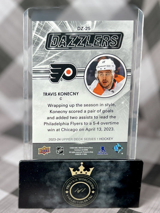 Travis Konecny 2023-24 Upper Deck Series One Green Dazzlers #DZ-25 PHI Flyers
