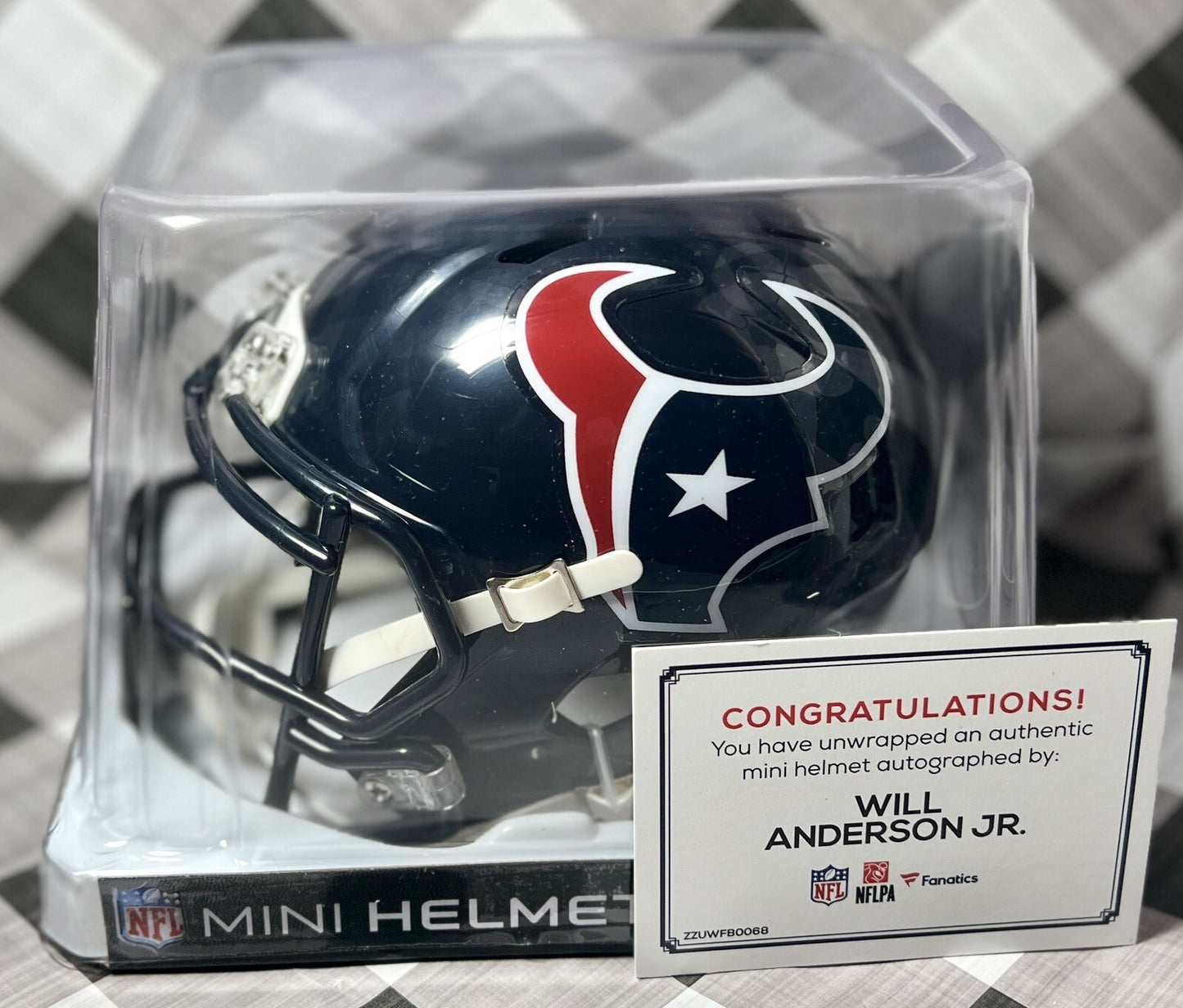Will Anderson Jr Auto Speed Mini Helmet Fanatics COA Texans Rookie Signature