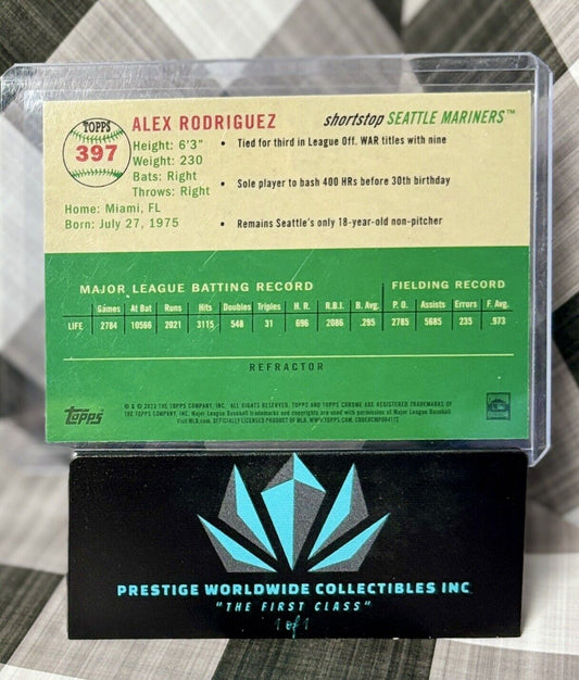 Alex Rodriguez 2023 Topps Chrome Platinum Refractor #397 Mariners & Yankees