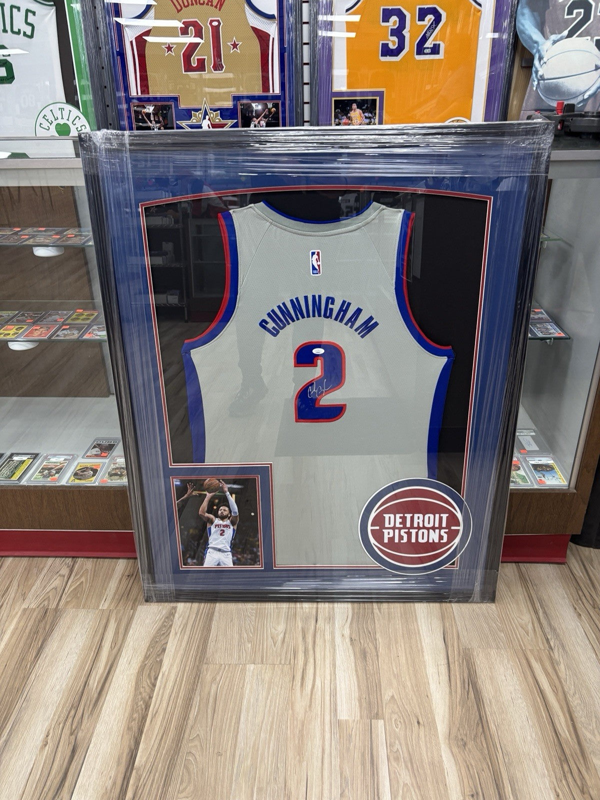 Cade Cunningham Autographed Framed Detroit Gray Nike Swingman Jersey COA